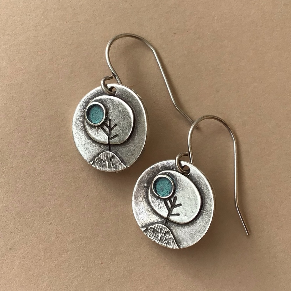 Sale Sundance Charm Earrings Silver Tree blue patina - Picture 2 of 5